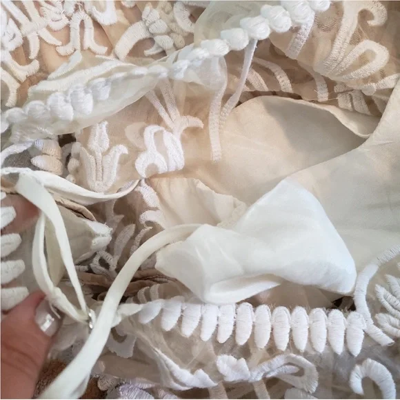 Elegant Cream Lace Dress - Picture 9 of 10